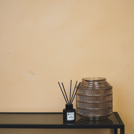 Vaas- Relief- Glas- Grijs- 16x16 cm