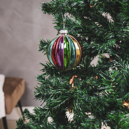 Kerstversiering - Kersthanger - Rond - Glas - Gekleurd - 8x8cm