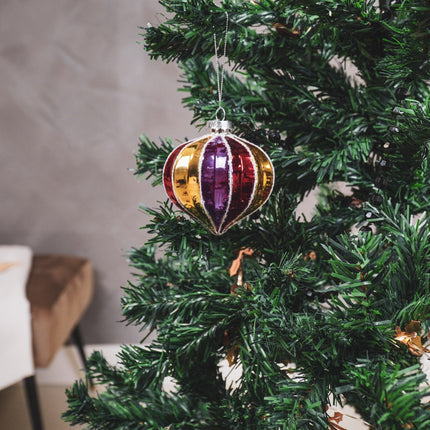 Kerstversiering - Kersthanger - Rond - Glas - Gekleurd - 8x8cm