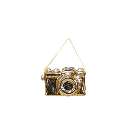 Kerstversiering - Kersthanger - Camera - Glas - Goud - 8,5x4cm