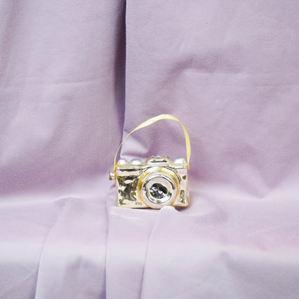 Kerstversiering - Kersthanger - Camera - Glas - Goud - 8,5x4cm