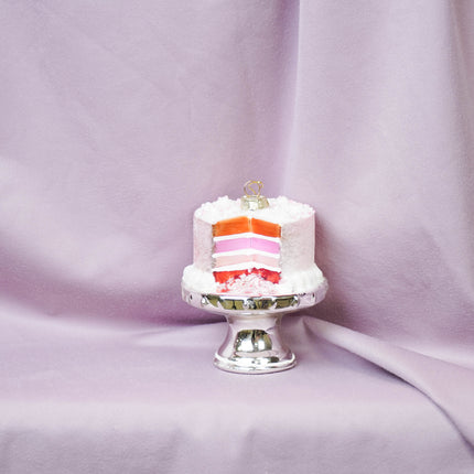 Kerstversiering - Kersthanger - Taart - Glas - Roze - 9x11cm