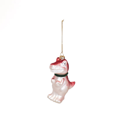 Kersthanger - Dino - Glas - Roze - 4,5x9,5x12,5cm