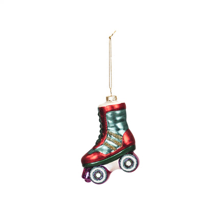 Kerstversiering - Kersthanger - Rolschaatsen - Glas - Meerkleurig -  8,5x3,5x11cm