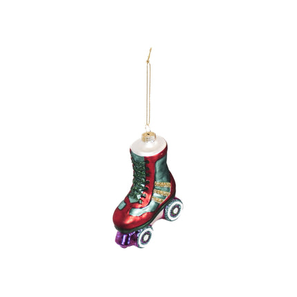Kerstversiering - Kersthanger - Rolschaatsen - Glas - Meerkleurig -  8,5x3,5x11cm