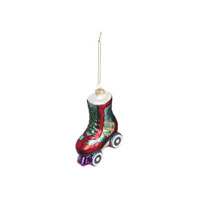 Kerstversiering - Kersthanger - Rolschaatsen - Glas - Meerkleurig -  8,5x3,5x11cm