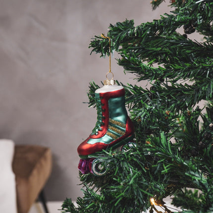Kerstversiering - Kersthanger - Rolschaatsen - Glas - Meerkleurig -  8,5x3,5x11cm
