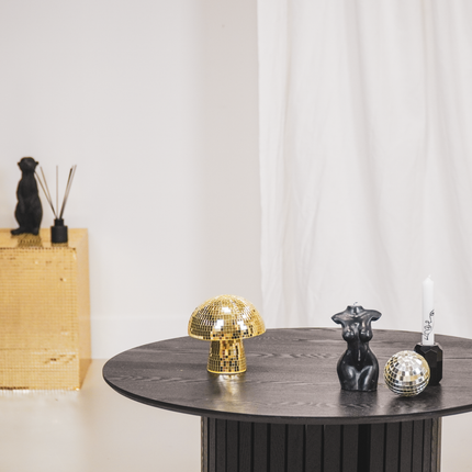 Beeld - Disco - Mushroom - Glas/Keramiek - Goud - 14x14x14cm