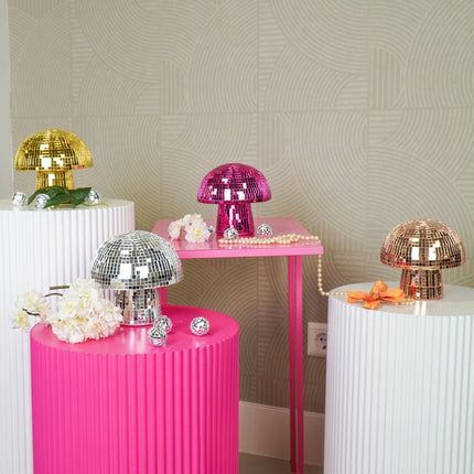 Beeld - Disco - Mushroom - Glas/Keramiek - Goud - 14x14x14cm