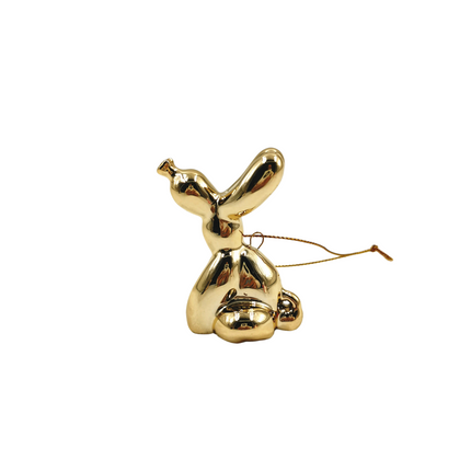 Ornament - Ballon Hond hanger - Keramiek - Goud - 5,5x4x6,5cm