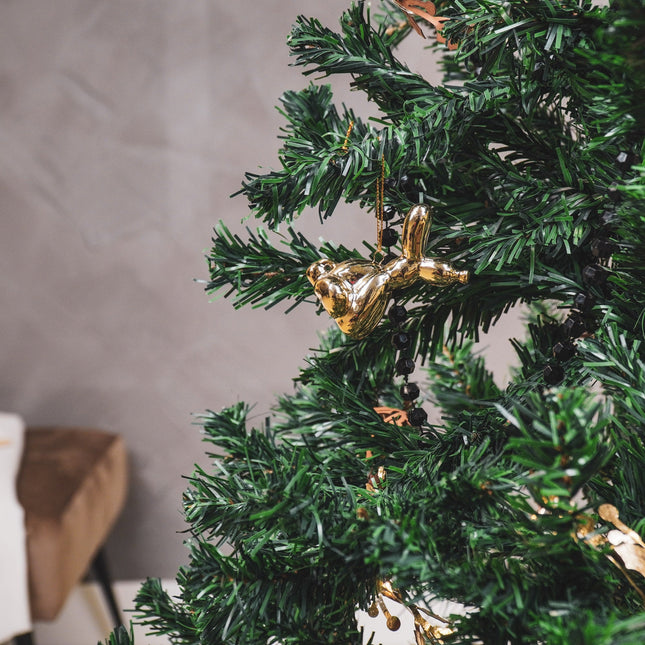 Ornament - Ballon Hond hanger - Keramiek - Goud - 5,5x4x6,5cm