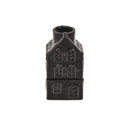 Kandelaar - Huis - Keramiek - Zwart - 6x5,5x11cm