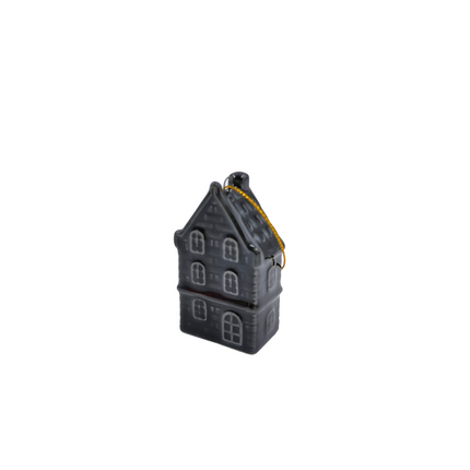 Kersthanger - Huis - Keramiek - Zwart - 3,5x2x6,5cm