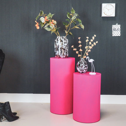 Bijzettafel /Pilaar- Cilinder - MDF - Neon Roze - 30x30x54cm