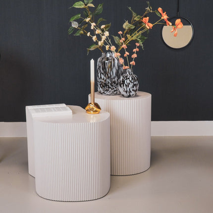 Bijzettafel - Cilinder- MDF - Zand - 39x39x45cm