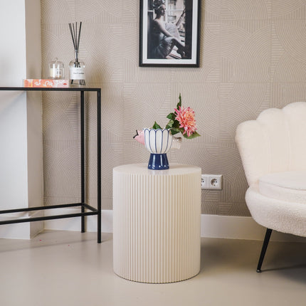 Bijzettafel - Cilinder- MDF - Zand - 39x39x45cm