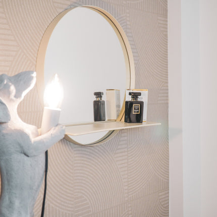 Ronde Spiegel met Plank- Zand - Ø40cm