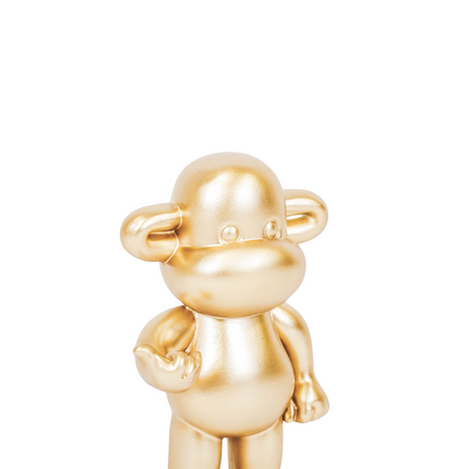 Ornament - Hang loose Aap Beeld 'The Legend' - Polyresin - Goud - 20,5x13,5x35cm