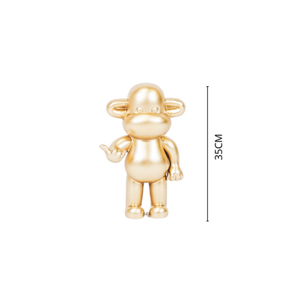 Ornament - Hang loose Aap Beeld 'The Legend' - Polyresin - Goud - 20,5x13,5x35cm