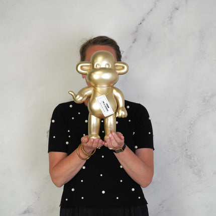 Ornament - Hang loose Aap Beeld 'The Legend' - Polyresin - Goud - 20,5x13,5x35cm