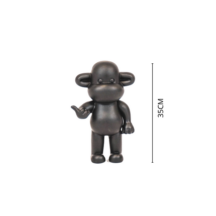 Ornament - Hang loose Aap Beeld  'The Legend' - Polyresin - Zwart - 20,5x13,5x35cm
