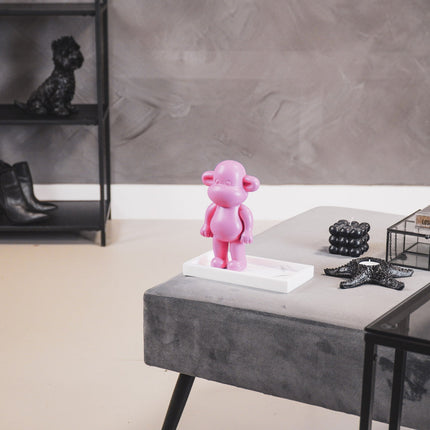 Ornament - Aap Beeld 'The Legend' - Polyresin - Roze - 11x7x19cm