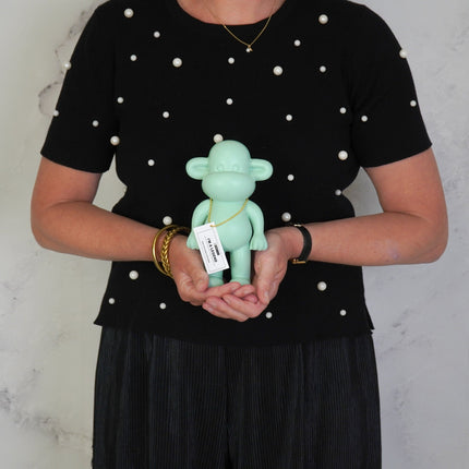 Ornament - Aap Beeld 'The Legend' - Polyresin - Mintgroen - 11x7x19cm