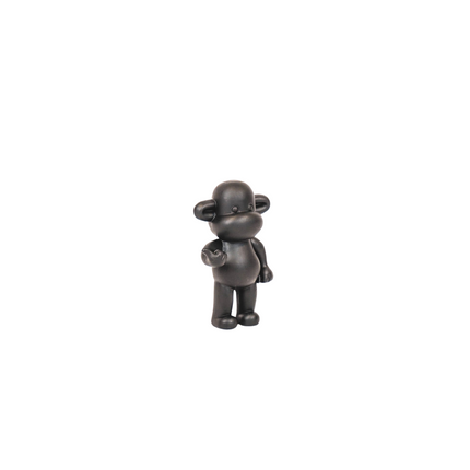 Ornament - Hang loose Aap Beeld 'The Legend' - Polyresin - Zwart - 11x7x19cm