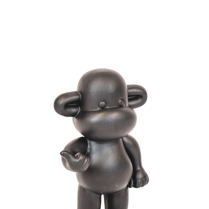 Ornament - Hang loose Aap Beeld 'The Legend' - Polyresin - Zwart - 11x7x19cm