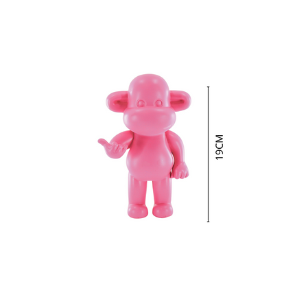 Ornament - Hang loose Aap Beeld 'The Legend' - Polyresin - Roze - 11x7x19cm