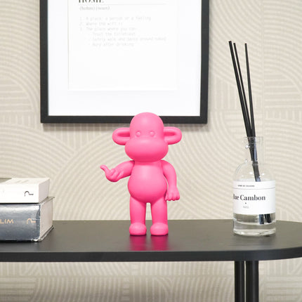 Ornament - Hang loose Aap Beeld 'The Legend' - Polyresin - Roze - 11x7x19cm