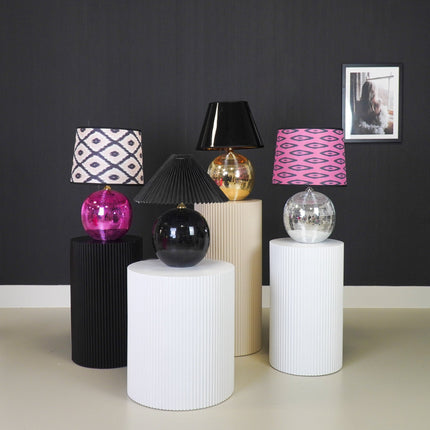 Tafel lamp - Disco Bol - Glas - Zwart - 20x20cm