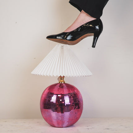 Tafel lamp - Disco Bol - Glas - Roze - 20x20cm