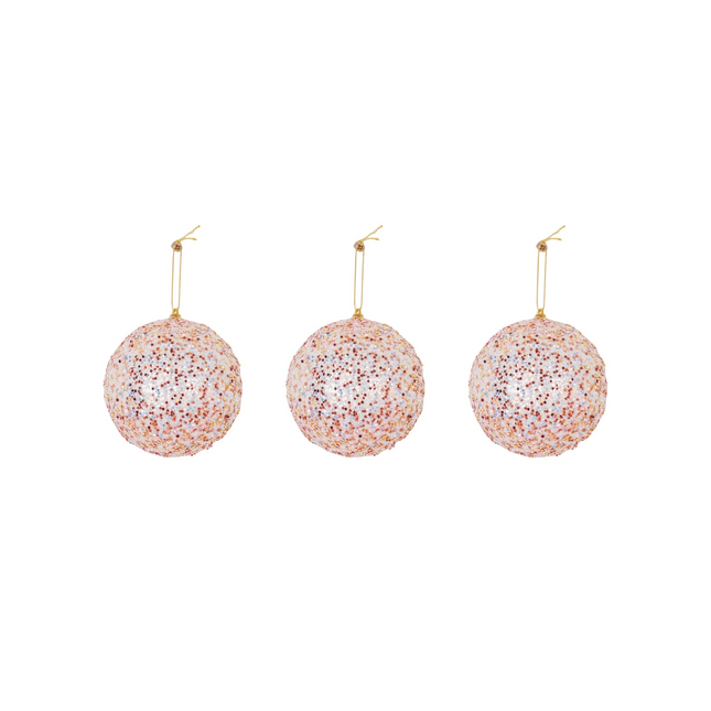 Kerst Hangers - Kerstballen - Foam -Roze Glitters  - S3- 10 cm
