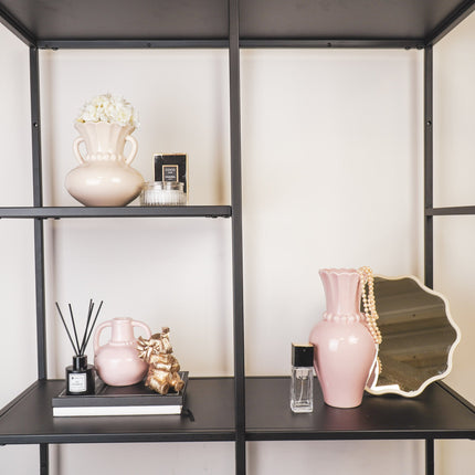 Vaas- Kruik Vaas met Parelhals- Dolomiet - Licht Roze- 12x12x24cm