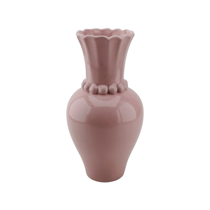 Vaas- Kruik Vaas met Parelhals- Dolomiet - Licht Roze- 12x12x24cm