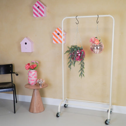 Kledingrek met wieltjes - Metaal - Zand - 80x40x155cm
