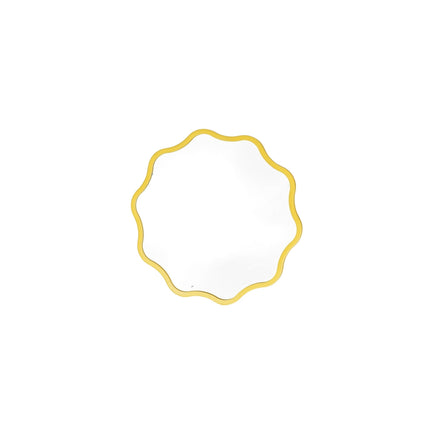 Spiegel - Make up Spiegel- Golvend Rond - Metaal - Fluor Geel - 25x1x25cm