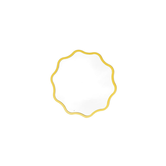 Spiegel - Make up Spiegel- Golvend Rond - Metaal - Fluor Geel - 25x1x25cm
