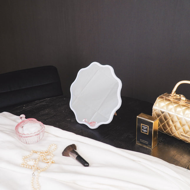 Mirror - Make up Mirror- Weaving Round - Metal - Lilac -  25x1x25cm