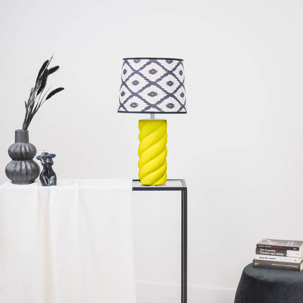 Tafel lamp - Gedraaide Spek- Keramiek-  Geel - E27- 12x12x28cm