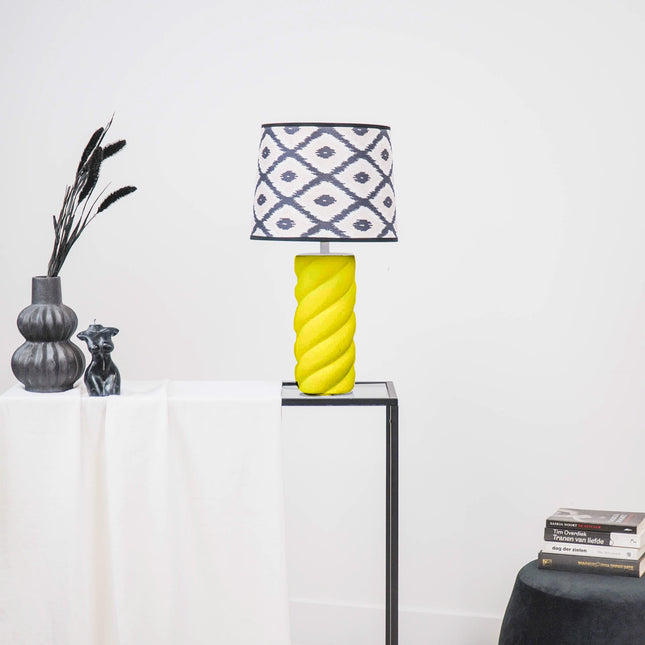 Tafel lamp - Gedraaide Spek- Keramiek-  Geel - E27- 12x12x28cm