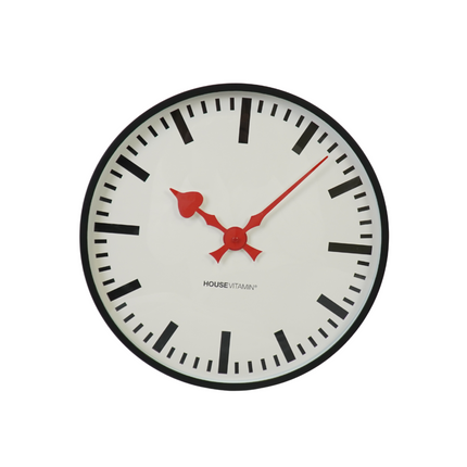 Klok- Wandklok Station- Wit/ Zwart - 40x40x4cm