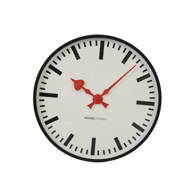 Klok- Wandklok Station- Wit/ Zwart - 40x40x4cm