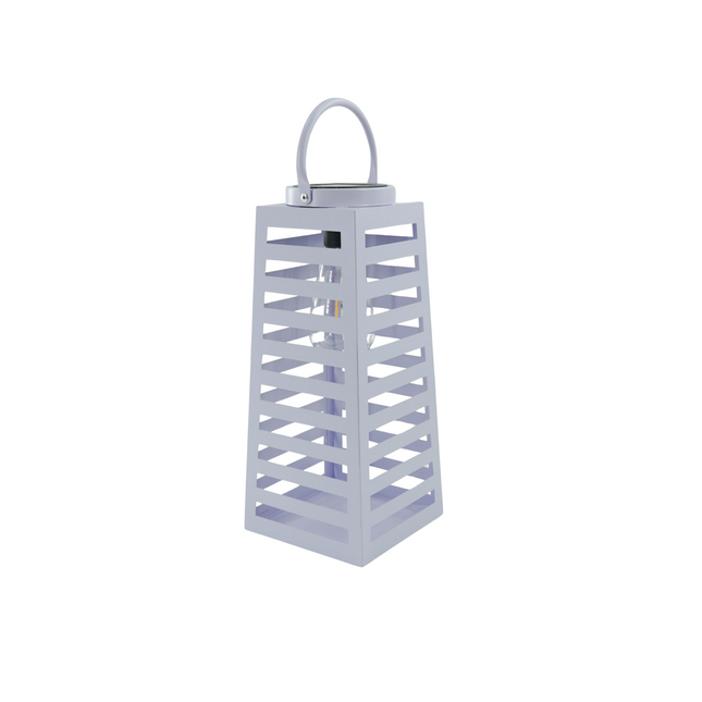Lamp- Lantaarn/ Windlicht - Solar - Metaal - Lila - 14x14x32,5cm