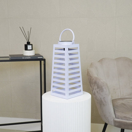 Lamp- Lantaarn/ Windlicht - Solar - Metaal - Lila - 14x14x32,5cm