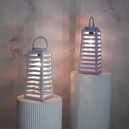 Lamp- Lantaarn/Windlicht  - Solar - Metaal - Wit - 14x14x32,5cm