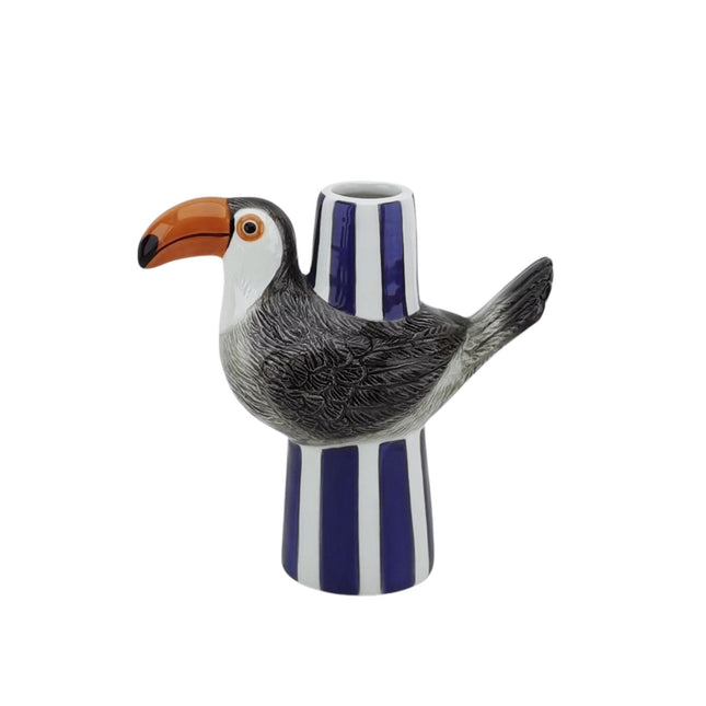 Vaas - Flesvaasje Toekan - Dolomiet - Violet/Grijs/Oranje - 16,5x7,5x16cm