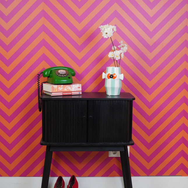 Vaas - Bloemenvaas Vissen- Dolomiet - Mintgroen/Wit/Oranje - 14x11,5x18,5cm