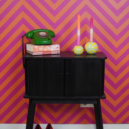 Kaarshouder - Kandelaar Swirl Dolomiet -  Geel/Mintgroen - 7x7x7cm